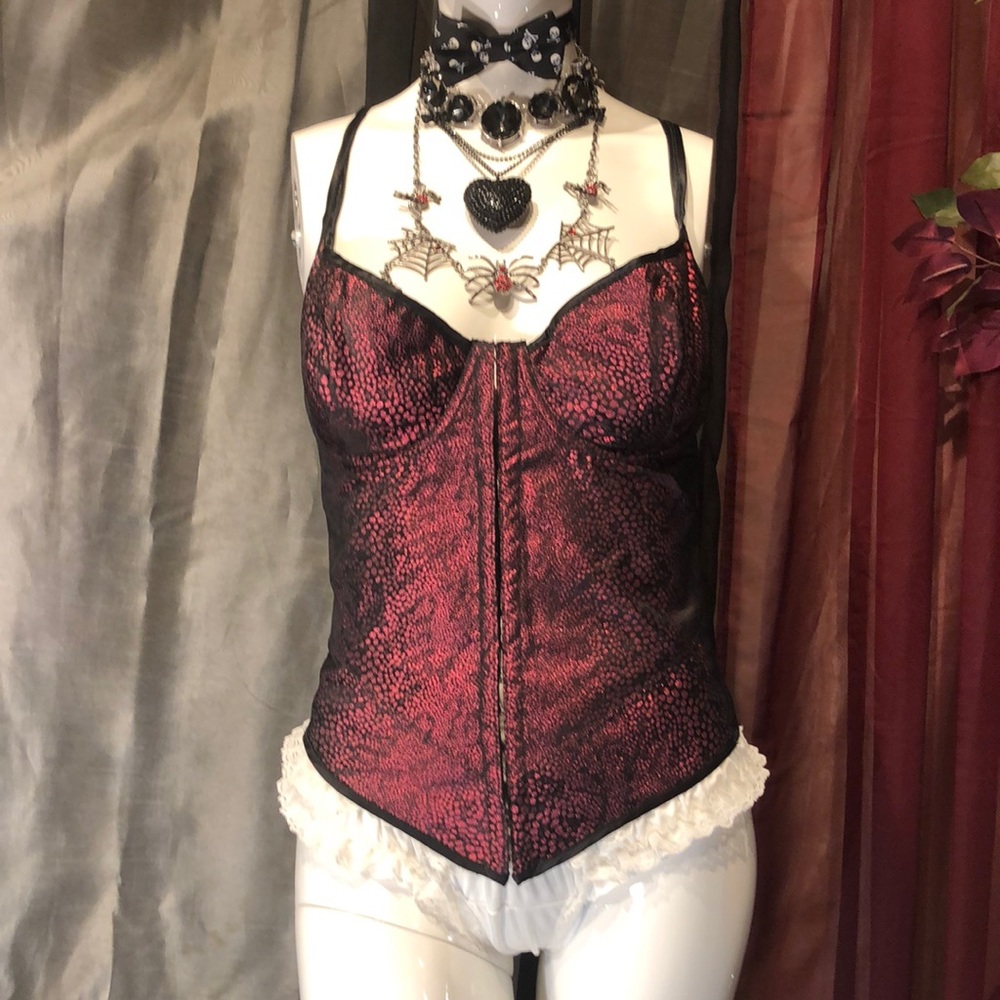 Racey red metallic corset beautiful sheen lace up
